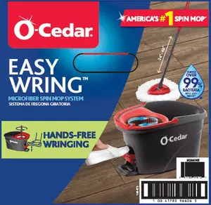 O-Cedar EasyWring Spin Mop & Bucket System - Smart Self-Wringing Mop Set, Convenient, Deep Cleaning, Time-Saving, Suitable for All Floor Types