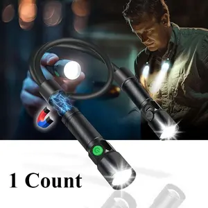 LED Aluminum Neck Lamp, 1800 Lumens Rechargeable LED Neck Light, Magnetic Base, Detachable Adjustable Focus, Flexible Mechanical Neck Lamp for Car Repair, Reading, Night Running, Fishing