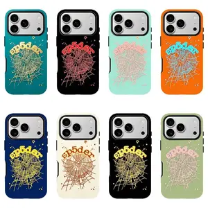 S-Sp5der Pattern Phone Case — Chrome-Style, Streetwear, and Y2K Punk Urban-Style Protective Cover; Compatible with iPhone 11–17 Pro Max