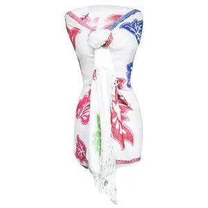 White Rainbow Pastel Paisley Floral Fringe Pashmina Wrap Shawl Scarf