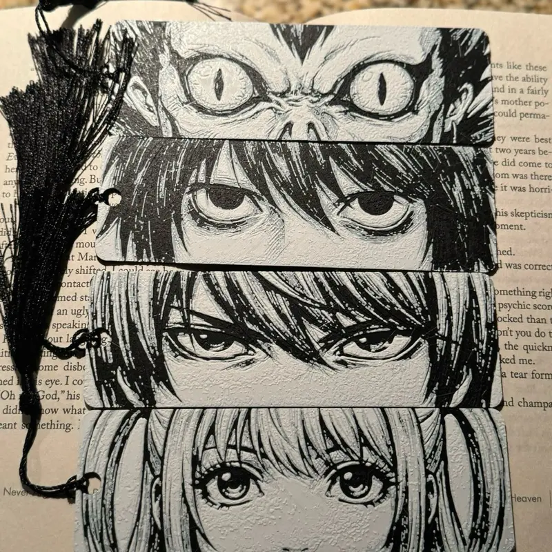 Death Note 3D Printed Bookmark With Tassels - L, Light, Ryuk, Misa - Choose Your Design