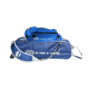Vise Clear Top 3 Ball Tote Roller Bowling Bag with Shoe Bag- Navy/Silver