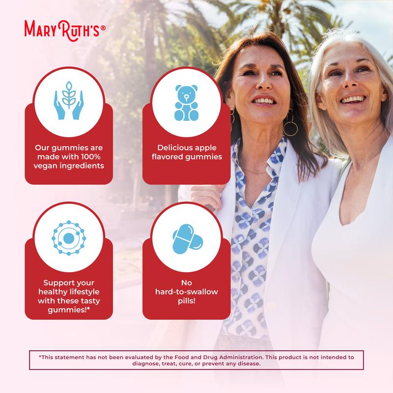 MaryRuth's Apple Cider Vinegar Gummies - With Vitamin B12 for Immune Support & Energy Metabolism - Beetroot - Pomegranate - Sugar Free - 30 Servings