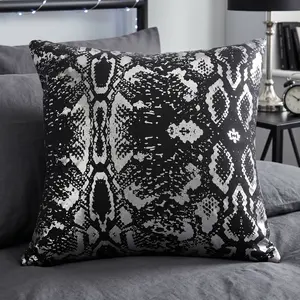 Glam Metallic Animal Inspired Throw Pillow 20" x 20" Soft Cotton Modern Glam Décor Black Silver White Silver Durable Easy Care Versatile Stylish