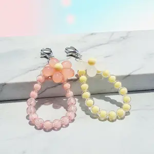 2PCS Floral Bead Keychain-Phone Lanyard, Adjustable Anti-Theft Drop-Proof Thick Decorative Bag Hangers, Fashion Accessories for Party Gifts