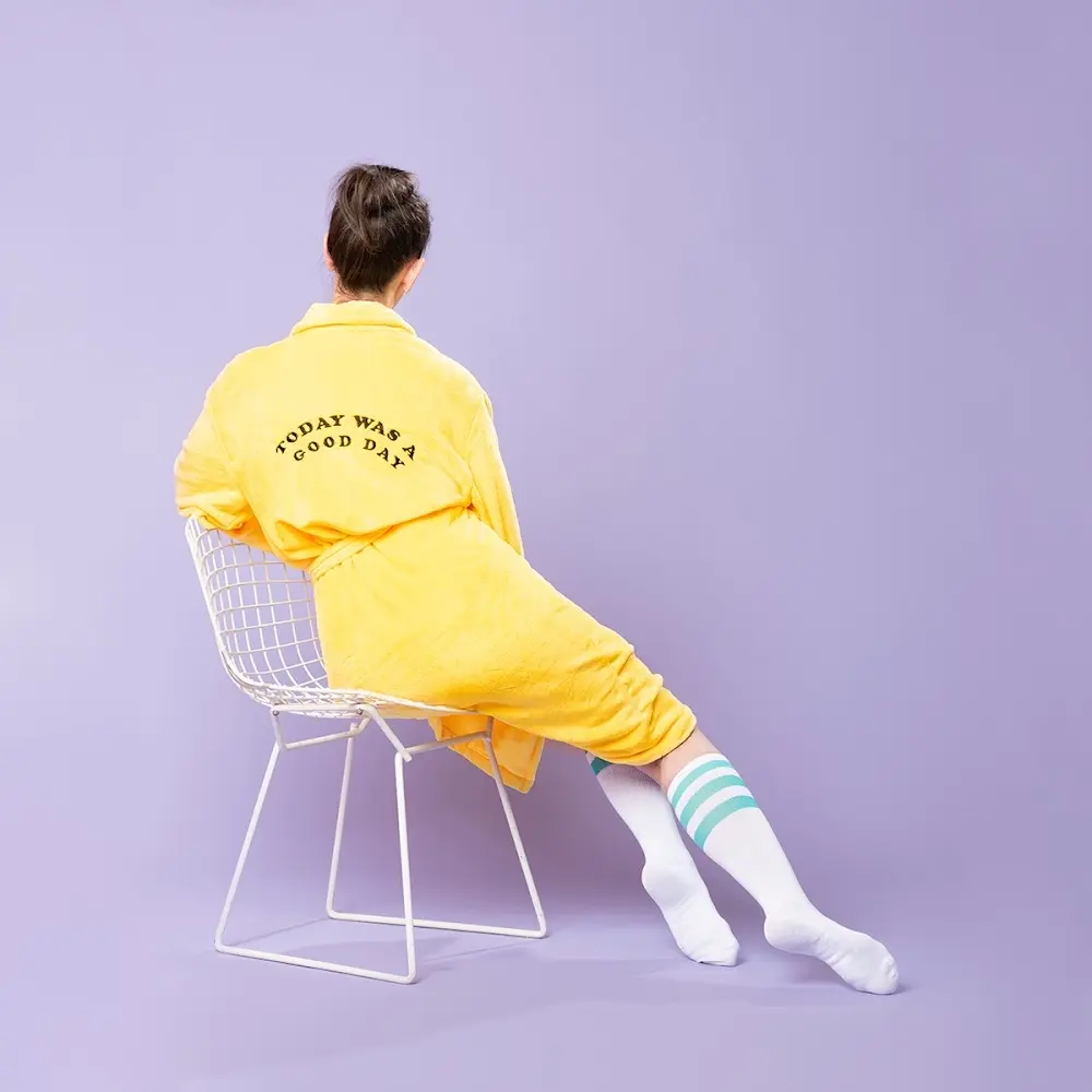COCUS POCUS Today Was A Good Day Bathrobe Fleece Embroidered Loungewear fall sleepwear wrap lounge