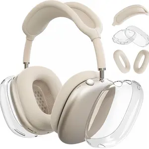 Silicone Case Cover for AirPods Max, Clear Soft Tpu Ear Cups Cover, 3-In-1 Transparent Accessories Case Protector for AirPods Max Starlight