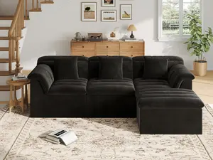 【1-3 Package】COPIAE 111.81"-142‘’ Cloud Sectional Couch with Extra Deep Seats Oversize,Modern Modular L-Shape Sofa with Chaise,Upholstered Couches for Living Room Bedroom,Corduroy Fabric,No Assembly Required