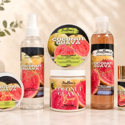 JerrBear's Signature Glaze Luxury Daily Bath & Body Care Set - Beeswax, Argan-Infused Aromatic Cleansing Wash, Glaze Balm, Cream, Body Mist, Roll-On, Dusting Powder - Radiant, Moisturizing, Smoothing - Pick 1 Favorite Scent