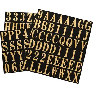 Hillman Group  1 in. Black & Gold Glossy Mylar Square Cut Self Adhesive Letters & Numbers pack of 6