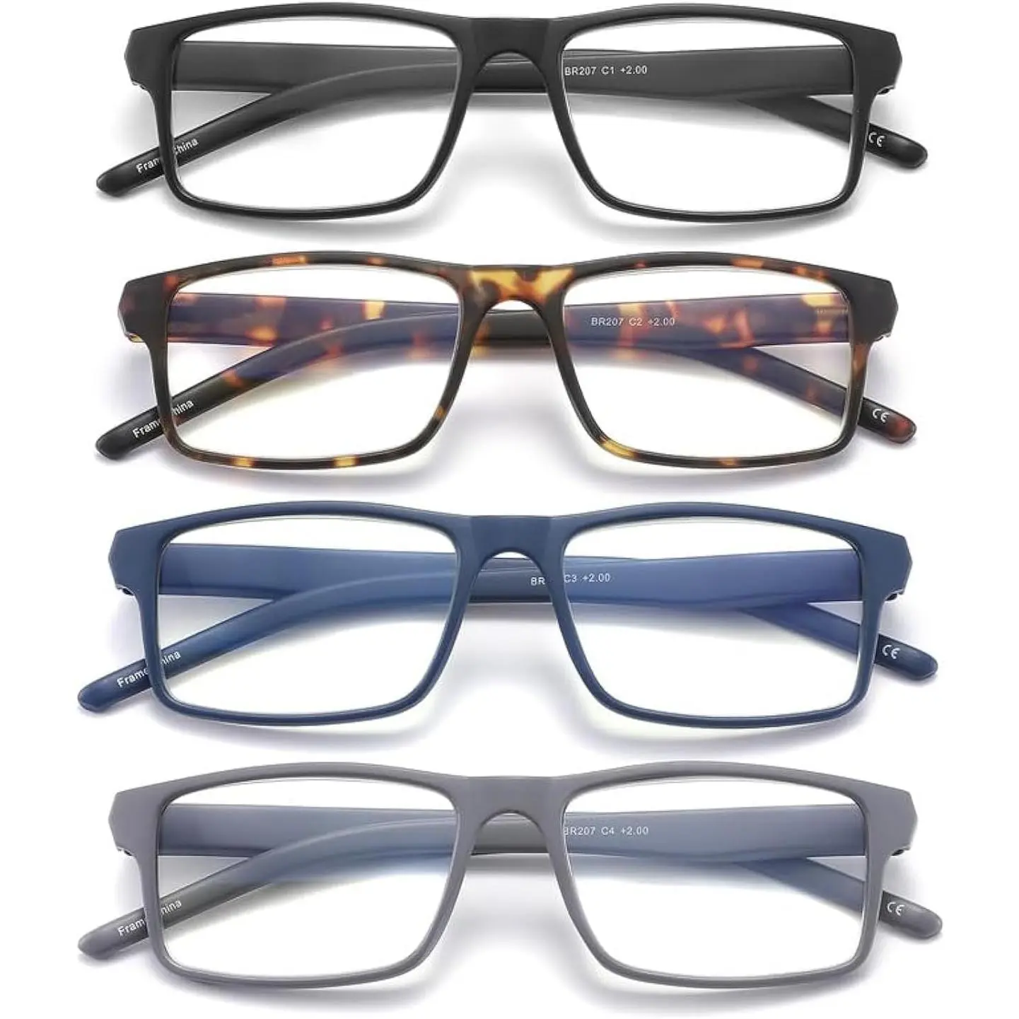 4 Pack Reading Glasses Blue Light Blocking for Men Women,Rectangular Frame Computer Readers with Spring Hinge,Reading Glasses for Men Women,Anti Eyestrain/UV Ray Eyeglasses (1.5x)