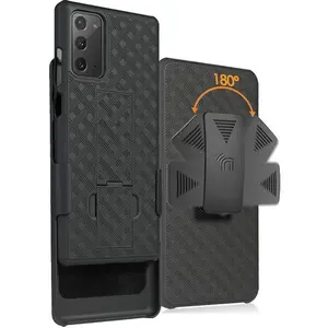 Case with Clip for Galaxy Note 20, Nakedcellphone [Black Tread] Kickstand Cover with [Rotating/Ratchet] Belt Hip Holster Holder Combo for Samsung Galaxy Note 20 Phone (SM-N980, SM-N981)