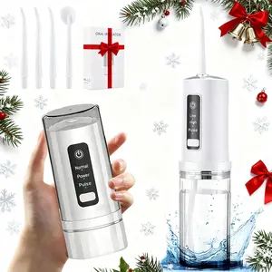 Cordless Water Flosser with 4 Nozzles, 3 Modes Pulse Oral Irrigator with 230ml Water Tank, Portable Rechargeable Teeth Cleaning Machine, IPX7 Waterproof Tooth Flusher for Home Travel, Dental Cleaner