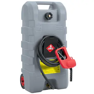 Garvee Portable Fuel Caddy and Reservoir with Manual Pump, 57L/15 Gallon Capacity, 3m Hose, Leak-Proof and Durable, Suitable for Gasoline and Diesel, Featuring Stop Valve and Quick Transfer, Available in Red, Yellow, Gray