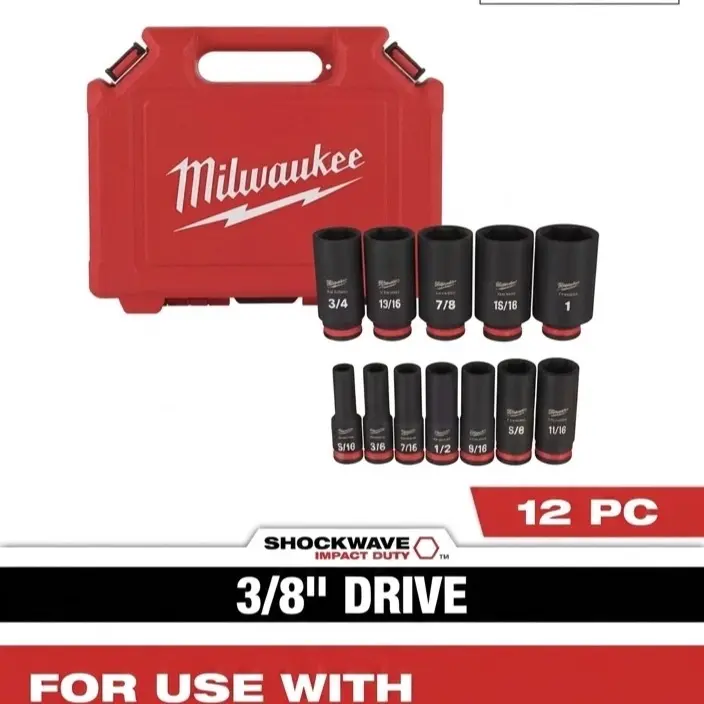 SHOCKWAVE 3/8 in. Drive Deep Well 6 Point Impact Socket Set (12-Piece)