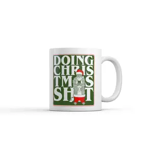 Doing Christmas Shit Mug Funny Sarcastic Santa Graphic Coffee Cup - 11oz Funny Coffee Mugs Ceramic Printed Drinkware Cup