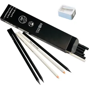 9 Pack HB Pre-Sharpened Wooden Graphite Pencils with 3 Pen Erasers & 1 Sharpener, Ideal for Writing, Drawing & Sketching,  for Students, Adults, Artists,  & School Office Use
