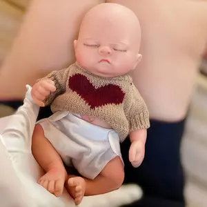 10Inch/26cm Cuddly Solid Silicone Reborn Baby Boy Doll Handmade Painted Skin Can Have a Bath Full Body Soft Silicone Newborn Baby Dolls for Christmas/Easter/New Year Gift