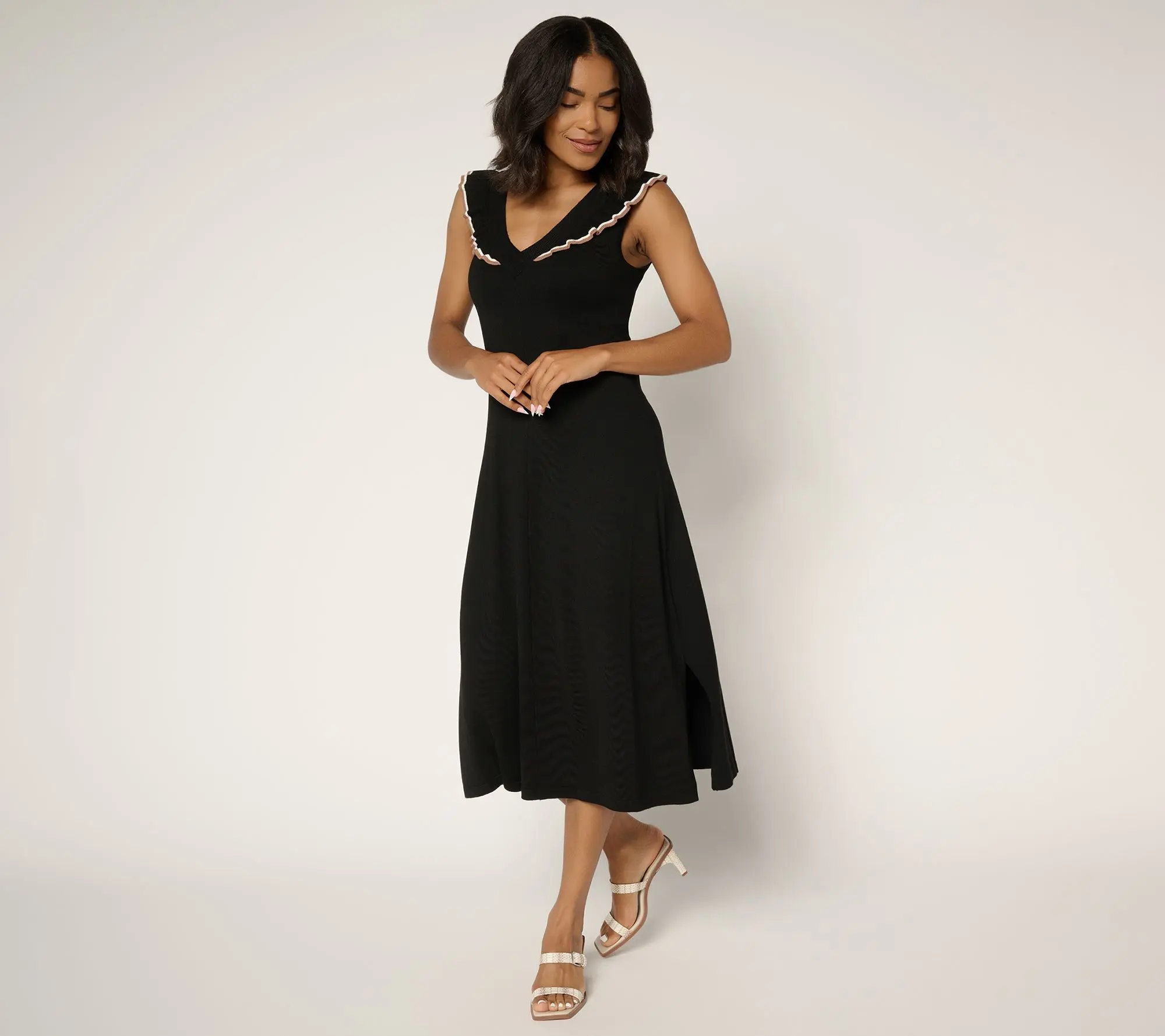 Me by Jennie Garth Regular Kelle Sweater Dress with Ruffle