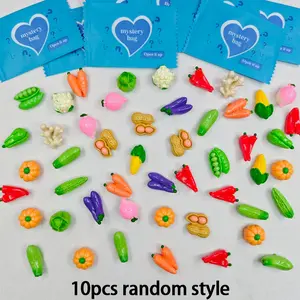 10pcs Glossy Realistic Vegetable Series Blind Bag Miniature Food Toys, Resin Radish Cabbage Chili Lettuce, Creative DIY Toy Accessories