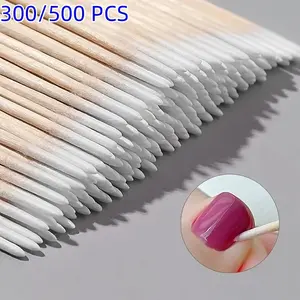 300pcs & 500pcs Nail Cleaning Sticks Wooden Cotton Tips, Manicure Detail Correction Tool, Nail Polish Remover, Nail Polish Removal, Nail Care, Made in China