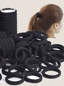 100pcs Women's Black, Fashionable Simple, High Elasticity Thick Hair Scrunchies, Suitable For Everyday Use And Gift Giving Hair Ties Ponytail Holders Hair Elastics Hair Rope Messy Bun Hair Ponytail Hairstyle