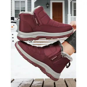 Women's High-Top Warm Snow Boots, Fleece Lined, Waterproof & Windproof, Easy Slip-On Design, Perfect Gift for Elderly Walkers, Casual Boots