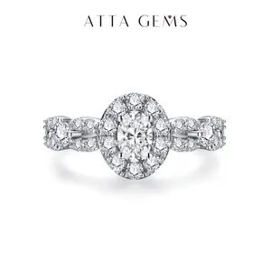 Oval Shape 6*4mm Synthetic Moissanite Halo Design For Gift Anniversary R099