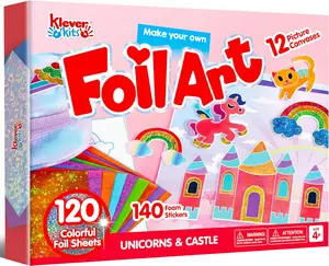 Kits Foil Art Kit for Kids - Crafts, Arts & Crafts Supplies, Mess Free Coloring, Foil Foam Stickers, Creative Travel Toys, Birthday Gifts for Boys & Girls Kids Outdoor Play teen girl gifts
