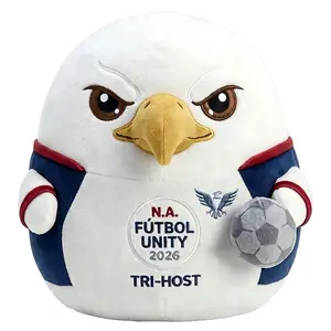 Cartoon Eagle Soccer Player Plush Toy, Cute Football Eagle Stuffed Animal Plush Pillow with Soccer Ball, Sports Fan Character Cushion for Room Decor And Collecting