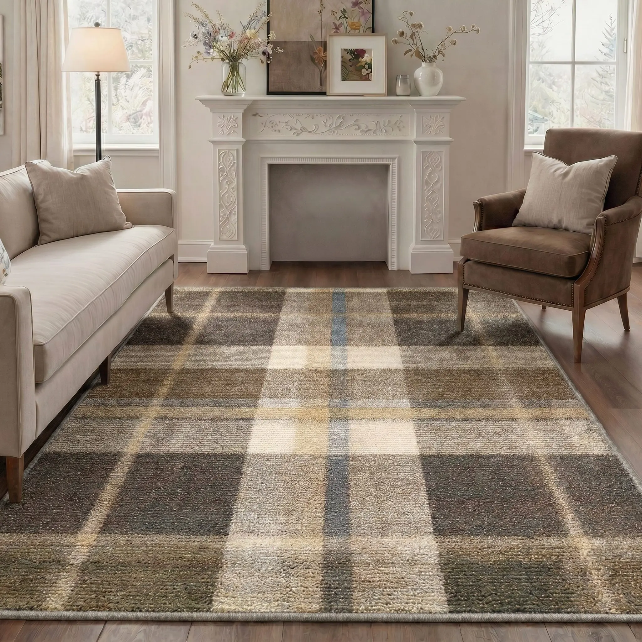 【Back To School】GENIMO Floor Rug – Soft, Non-Slip, Pet Friendly, Machine Washable Home Carpet, Ideal Area Rug for Living Room, Bedroom, Kitchen ,ARC2036-OCHRE VELVET