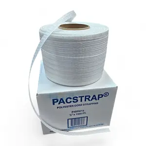 1/2"x 1500 ft. x 650 Lb Break Woven Polyester Cord Strapping (White)