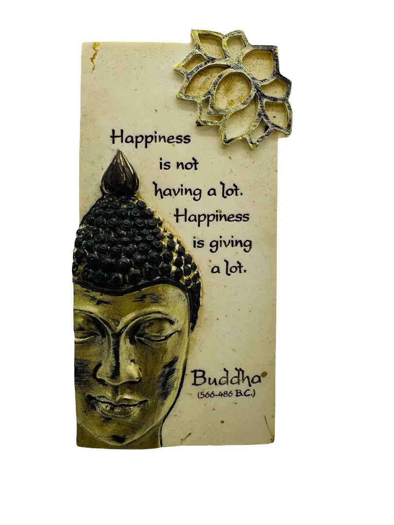 Buddha Wisdom Plaque Happiness Is Giving Inspirational Quote Ceramic Artwork for Home Decor Religious Ornaments Simple Impactful Design Gift