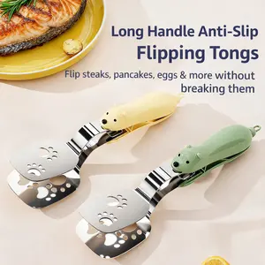 2-in-1 Stainless Steel Spatula Tongs, Kawaii Cat Kitchen Gadget, The Easiest Way to Flip Steaks Pancakes & Eggs