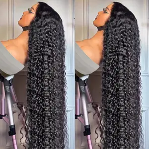 [30in Only $104]Deep Wave Frontal Wig Transparent 13x4 13x6 HD Lace Frontal Human Hair Wigs Water Wave Curly Human Hair Lace Frontal Wigs For Women Natural Color PrePlucked Hairline