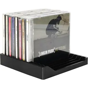 NEW CD Holder – Vinyl-Style CD Storage for 12 Discs, Premium Matte Black CD Case Organizer, No-Tip Enclosed Ends, CD Rack Display Stand for Shelf, Desk, Living Room & Media Collection