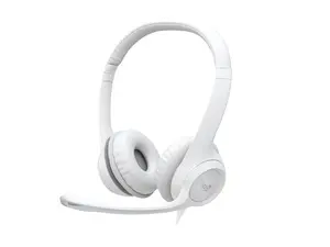 Logitech H390 Wired Headset for PC/Laptop, Stereo Headphones with Noise Cancelling Microphone, USB-A, In-Line Controls, off white