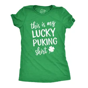 Womens This Is My Lucky Puking T Shirt Funny Saint Patricks Day St Patty Tee Funny Womens T Shirts Cute Vintage Fashion Casual Ladies T-Shirt Gift Saint Patrick's Day Tops for Women Funny Beer Top Women's Green