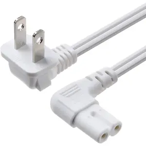 Universal 2 Prong Angled 18 AWG Power Cord - NEMA 1-15P to IEC320 C7 Figure 8 Shotgun Connector AC Power Supply Cable Wire Socket Plug Jack for PS4 PS3 Slim LED HDTV (1.5 Feet)