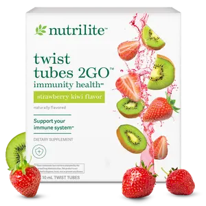 Nutrilite Twist Tubes 2GO Vitamin C Drink Mix 20 Sticks Strawberry Kiwi Flavor Hydration Powder for Daily Immune Support & Wellness Routine Optimum Edible