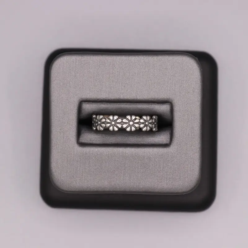 Sterling Silver Plain Ring - Flower Band Design