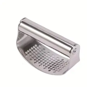 Stainless Steel Ring Garlic Press - Household Arc-Shaped Manual Garlic Masher and Paste Maker