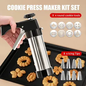 8pcs Flower Slices Manual Spanish Churro Maker – Stainless Steel Cookie Maker with 8 Mouths No Electricity Needed, Perfect for Daily Cookies, Baking And Decorating