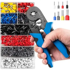 Ferrule Crimping Tool Kit 1200PCS Wire End Ferrules & Crimper Plier Self-adjustable Ratchet Tool Set VSC9 16-6A 0.08-16mm² Electrical Wire Connectors