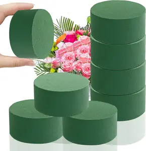 Floral Foam Blocks 6 Pcs Round 3 in Green Wet Dry Florist Foam Circles Artificial Fresh Flower Plant Arrangements Foam Wedding Party Home DIY Decor Crafts