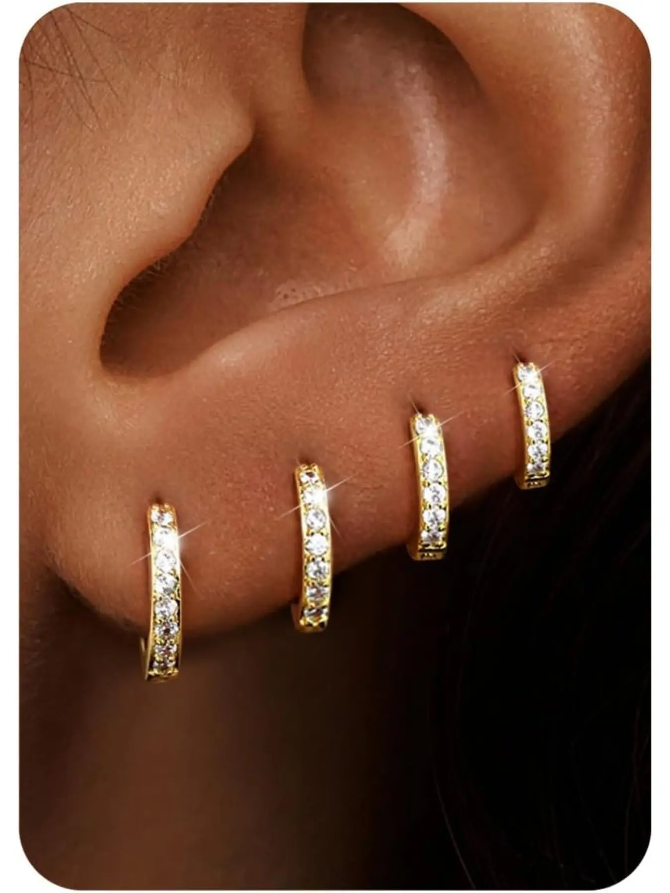 Small Gold Silver Hoop Earrings Set for Women - Earrings Jewelry Hypoallergenic 14K Gold Plated Earring Stack Cartilage Earrings Dainty Huggie Hoops Earrings for Multiple Piercing Lightweight 4Pairs Huggie Earring Pack