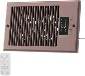 Register Booster Fan 6" x 10" with Negative Ion, Manual Airflow Direction Control, Quiet 10-Speed Heating Cooling AC Vent Fan with Remote & Thermostat Control for Wall Floor, Bronze