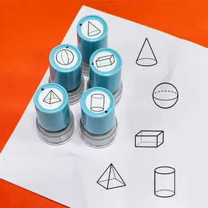 Geometric Stamp Math Solid Geometry Drawing Practice, Line Surface Combination Sphere Cylinder Cube Prism Triangular Pyramid
