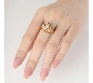 Elyse Ryan 14K Gold Clad Cultured Pearl Cocktail Ring
