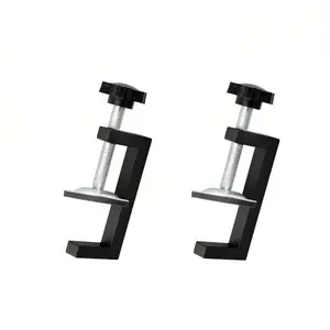 2-Piece Adjustable Table Clamps, 10-57mm Range, Small Universal Desk Clips for Bedroom, Kitchen, Bathroom, Shelves